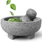 Alpine Cuisine Mortar and Pestle Set - 8 Inch - Unpolished Granite