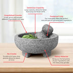 Alpine Cuisine Mortar and Pestle Set - 8 Inch - Unpolished Granite