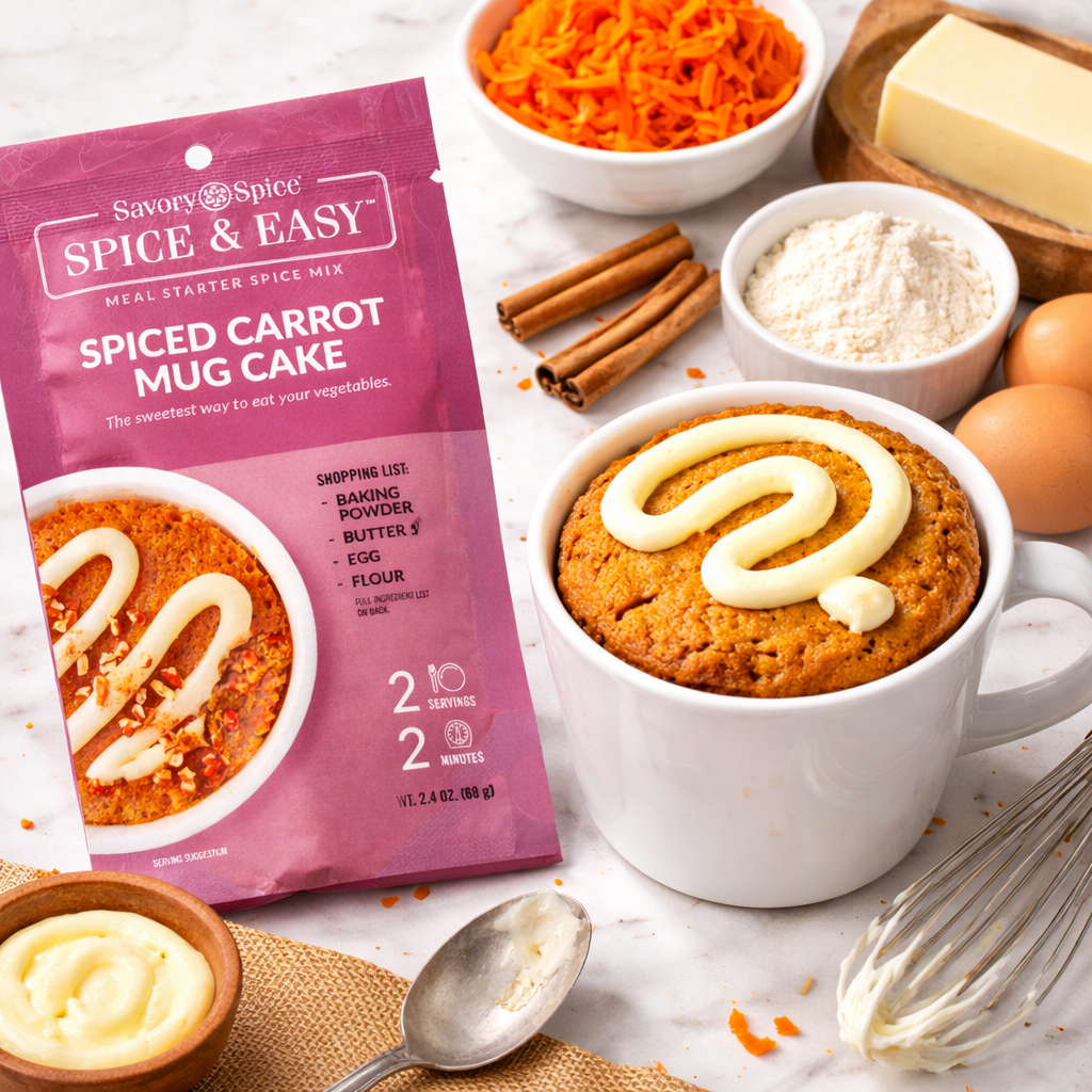 Spiced Carrot Mug Cake - Spice & Easy by Savory Spice